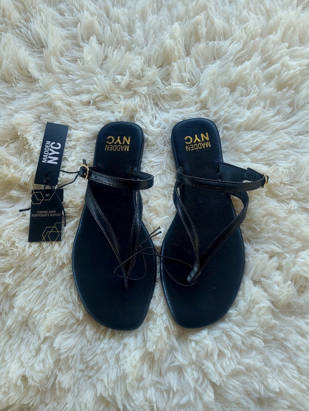 Madden NYC, Black Strappy Sandals, Size 8, New